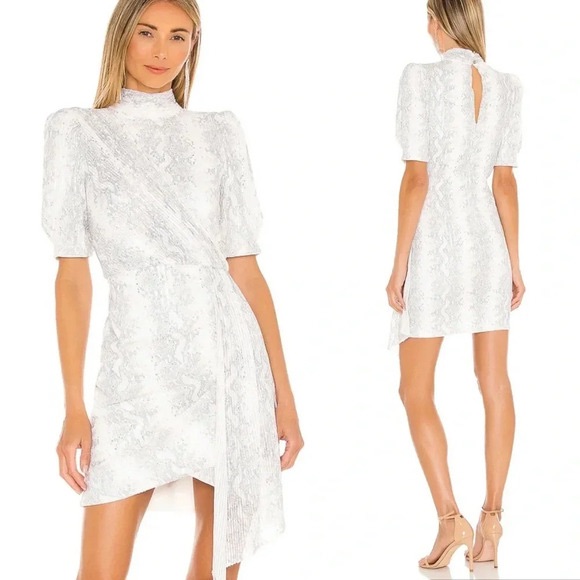 Saylor Revolve Luella Sequin Mock Neck Snake Print Mini Cocktail Dress Size Xs